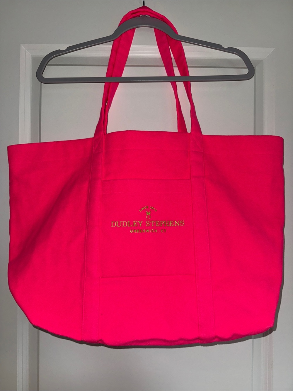 Dudley Stephens Anniversary Neon Pink Terry Tote Bag